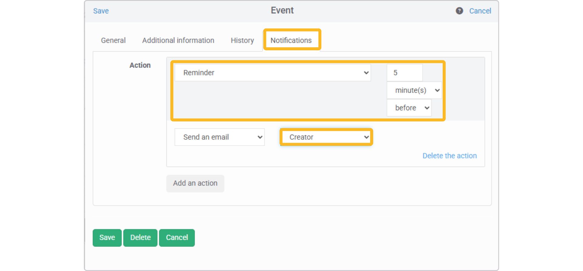 スケジュール通知の例