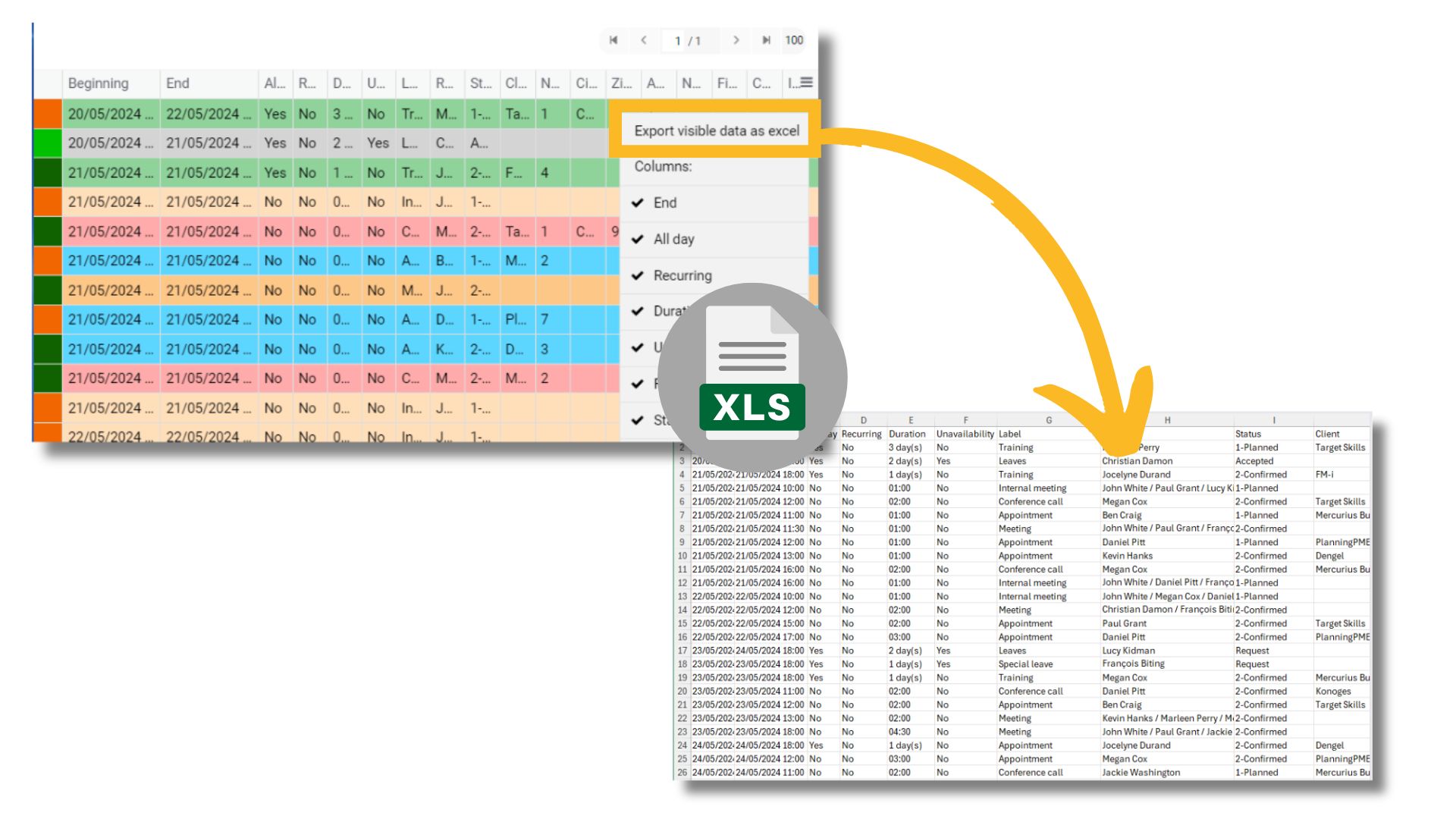 リストビューやその他のリストからデータを Excel にエクスポートする