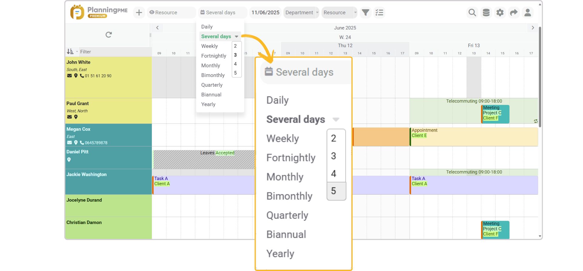 2〜5日間の表示